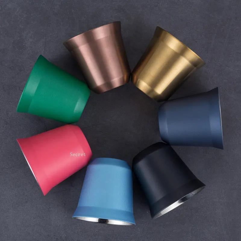 Nerezové šálky na espresso Dvoustěnné izolované šálky Demitasse šálky Šálek na kávu pro pití kávy, Dárek pro něj Termohrnek