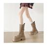 Brown retro thick-soled thick-heeled heightened medium boots children's summer 2025 new skirt versatile and thin Martin boots