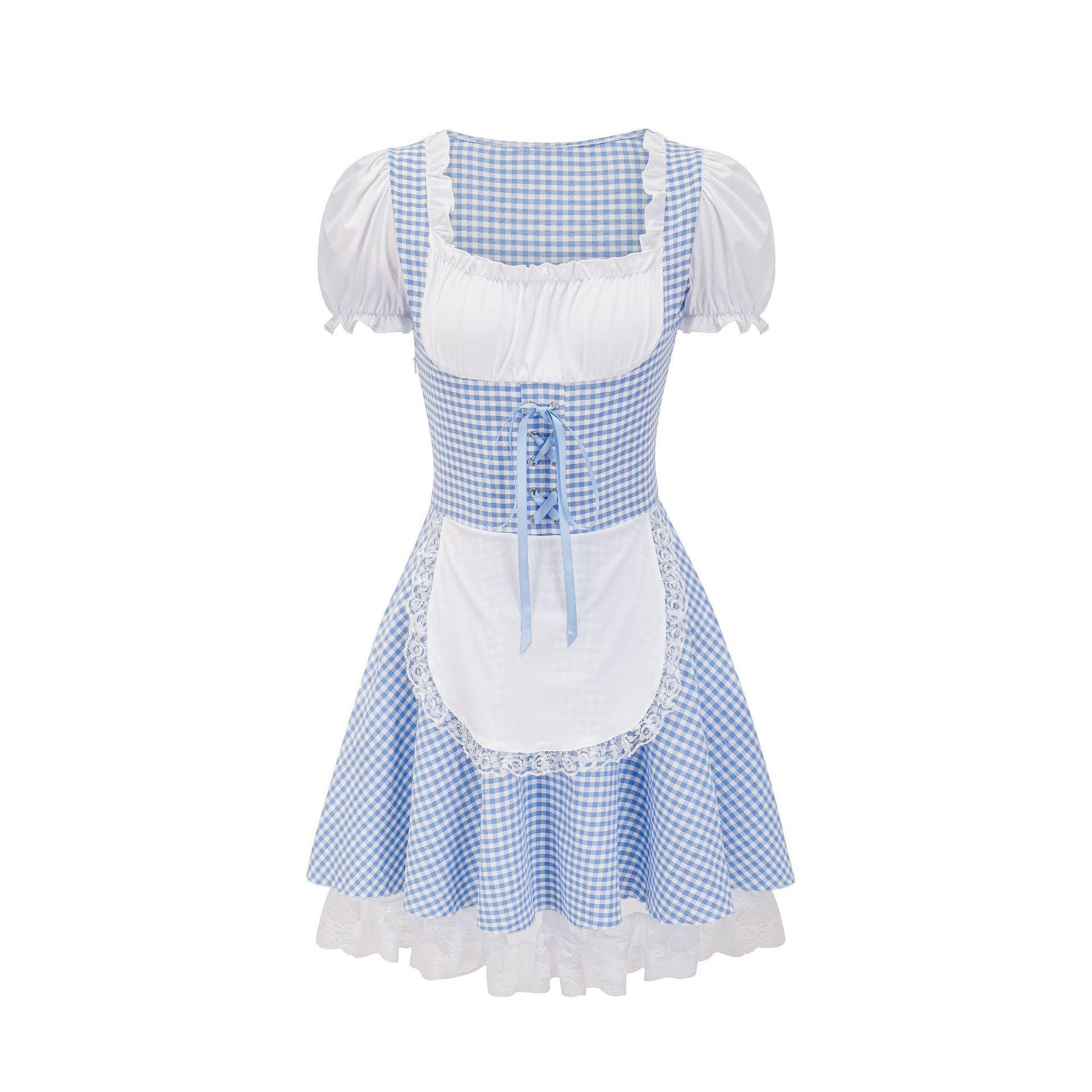 2026 New German Munich Beer Festival Traditional Clothing Plaid Dress Beer Clothing Tavern Maid Uniform S
