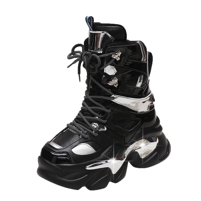 

Высокие толстые женские кроссовки с пайетками, роскошная дизайнерская обувь для женщин, теплая нескользящая одежда, спортивные ботинки для женщин 34 чёрный