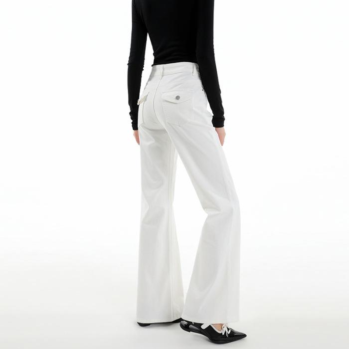 Spring and Autumn retro washed blue jeans women's fashion micro-speaker mopping wide-leg pants retro blue