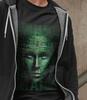 T-shirt Visage Vert IA: T-shirt Art Informatique Style Matrix