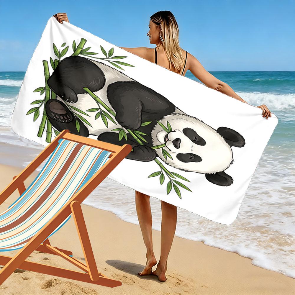 Bamboo-loving Panda Bliss Print Beach Towel, Quick Drying, Suitable for Travel, Outdoor Sports, Jogging, the Beach and Swimming, Gift