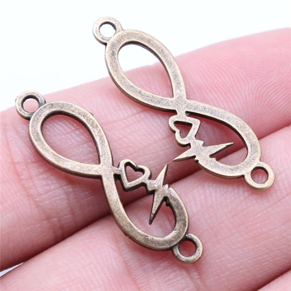 10pcs Infinity Connector Charms For Bracelet Making Vintage Antique Bronze Color