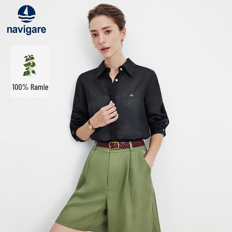 

Navigare Women s Relaxed Fit Linen Long Sleeve Shirt M