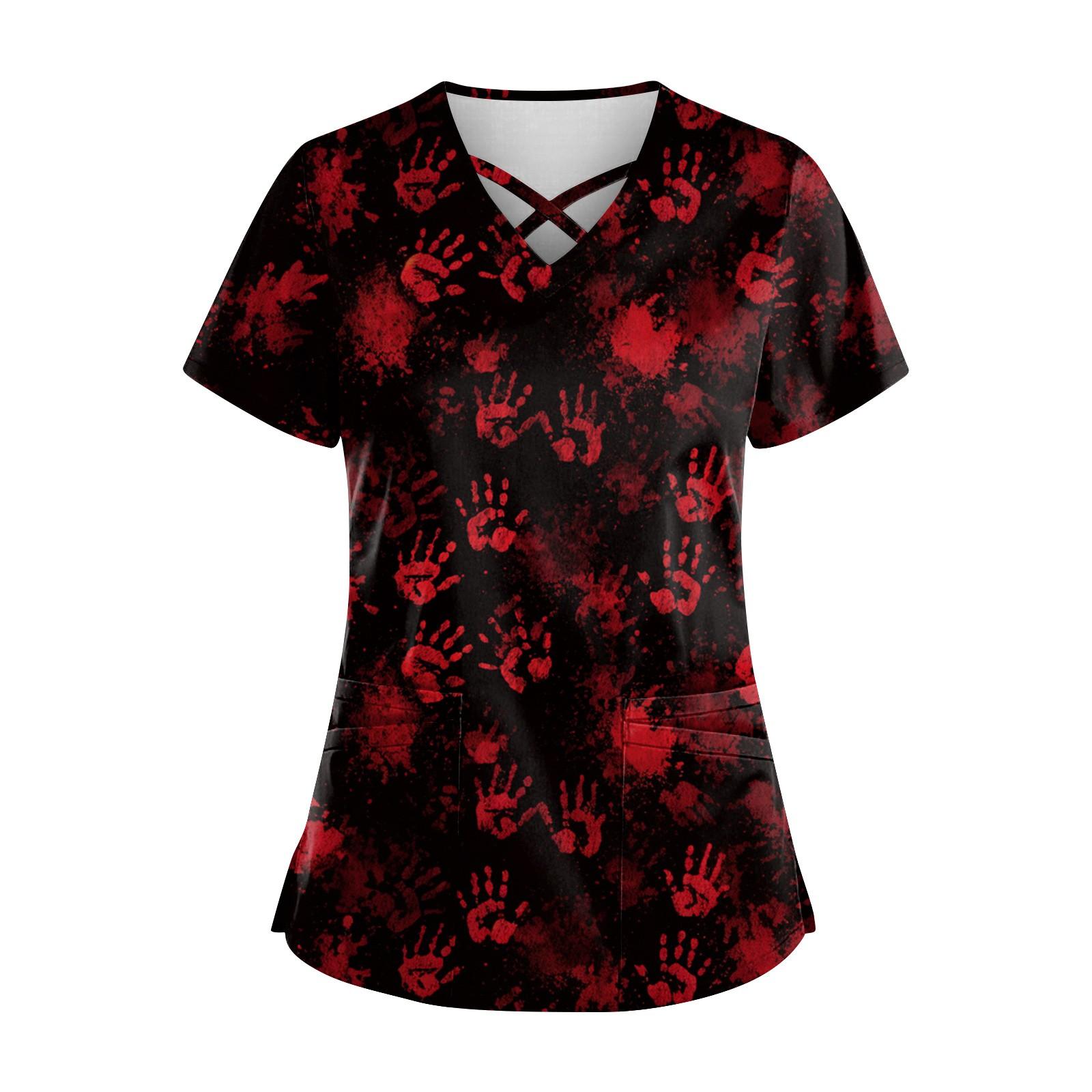 

Женский топ с коротким рукавом и V-образным вырезом, принтом и карманом Dry-nurse XXXL