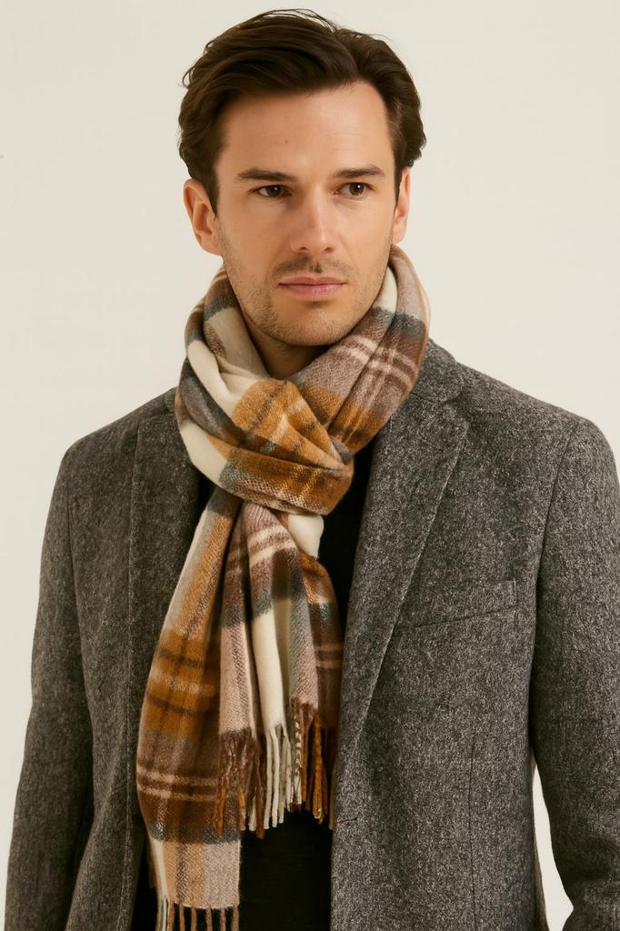 Hamilton Kilts %100 Kuzu Yünü Tartan Eşarp, Uzun Püsküllü Kışlık Şal