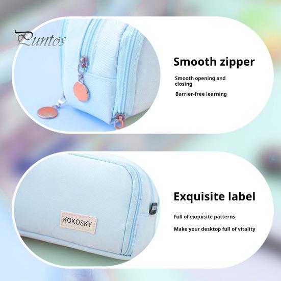 Plátěný penál velké kapacity se zapínáním na zip, vícevrstvý držák na pera, pouzdro, organizér na psací potřeby