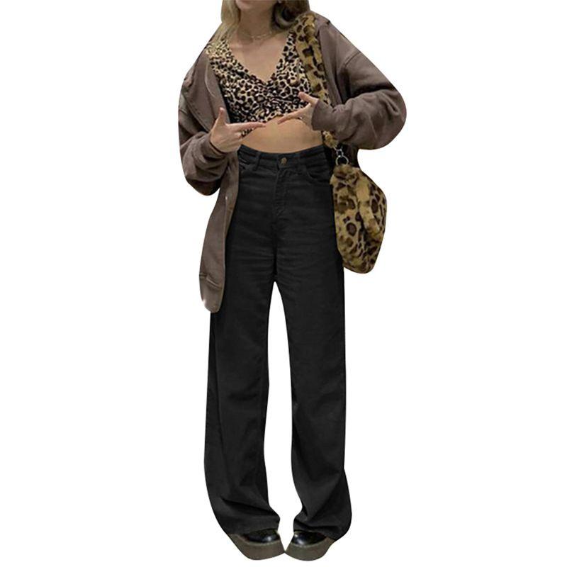 Color Solid Womens High Waist Wide Leg Slimming Casual Fashion Pants Corduroy