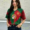 2026 Kadın Erkek Ponpon Kızlar PORTUGAL NO.7 Y2k Üstler Yaz Futbol Kısa Kollu Forma Günlük Tişörtler Hip Hop Kadın Erkek Giyim
