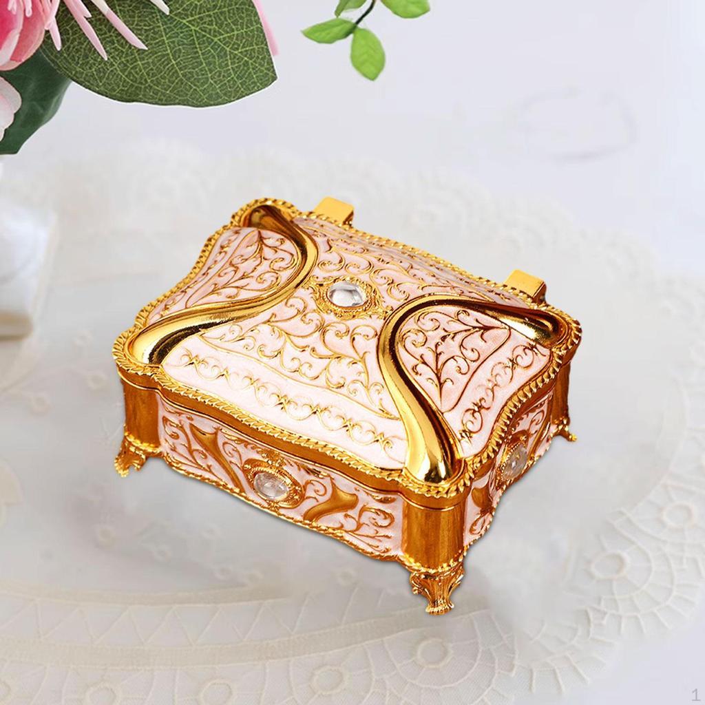 Metal Jewelry Box Case Container Dresser Vintage Style Trinket Storage Organizer Keepsake