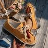 Women's Spring Beaded Lace-Up Round-Toe Suede Retro Loafers, Casual Comfort Footwear, Available In Large Sizes.