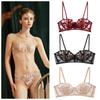 Französisches Sexy Damen BH-Set, Kaninchenohren-Körbchen Spitze Weiches Bügel-Dessous-Set, BH-Set für große Oberweite Minimizer