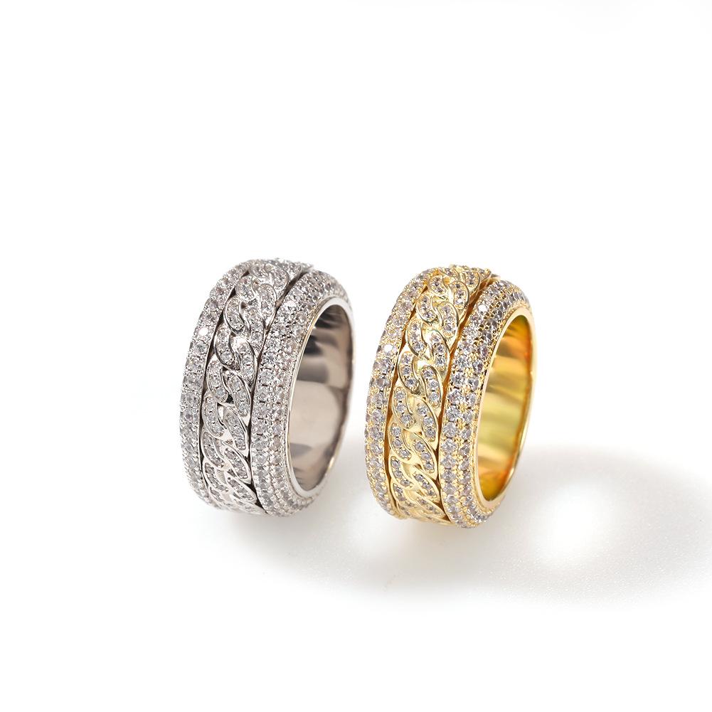 2026 Micro-set Zircon Rotatable Ring Real Gold Electroplating Fashion Personality Hipster Ring no. 6 золотой