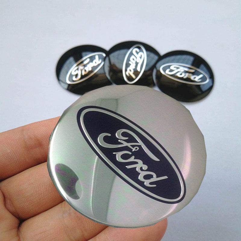 Elegant 4 Stück 56mm Auto Radnabenkappen Emblem Aufkleber für Ford Schwarz und Blau