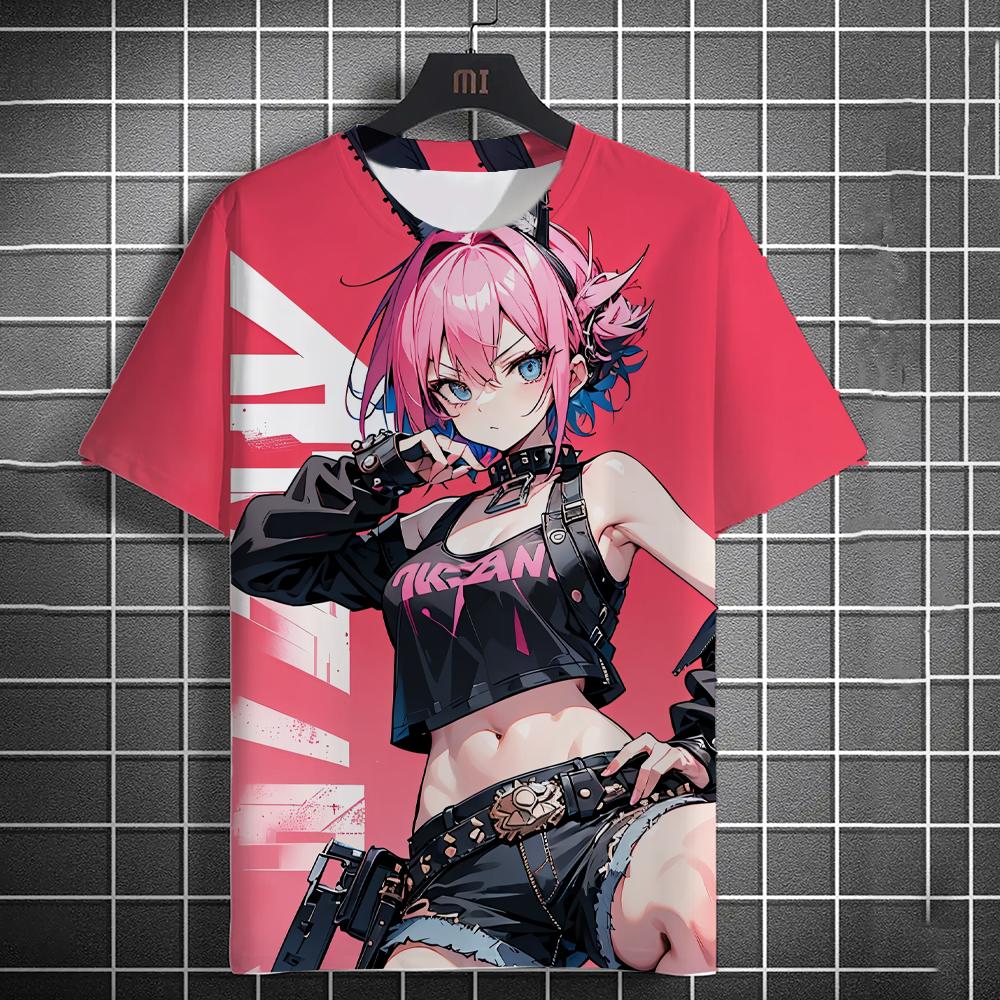 Men's T-Shirts Anime Character Graffiti Tee 3D Sexy Beauty Print Poster Style T Shirt Trend Men/Women Short Sleeve Y2k Tops
