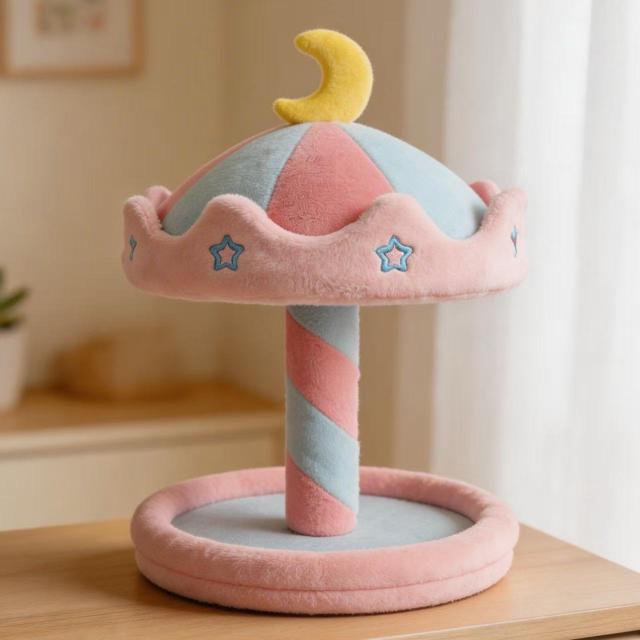 

35/45cm Dreamy Rotating Carousel Plush Doll House Display Stand Manual Rotation With Hooks Cotton Dolls Badges Table Decor Gift 35cm 4 hooks