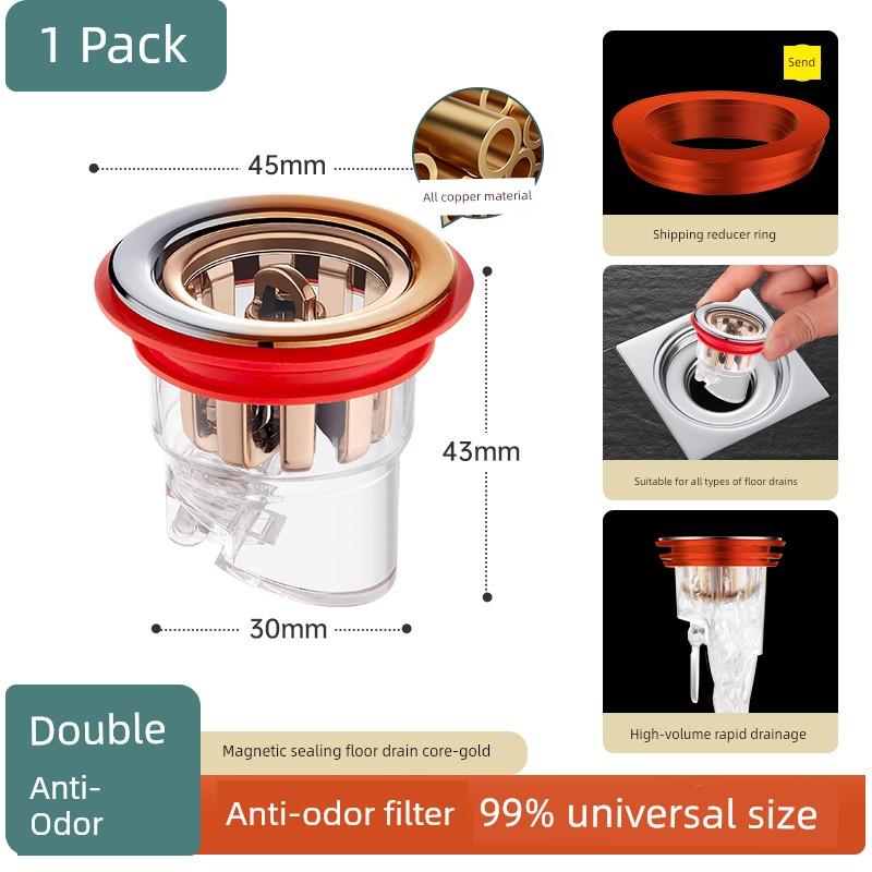 All-Copper Floor Drain Anti-Odor Inner Core Universal Bathroom Toilet Anti-Insect Sewer Pipe Anti-Odor Sealing Cover