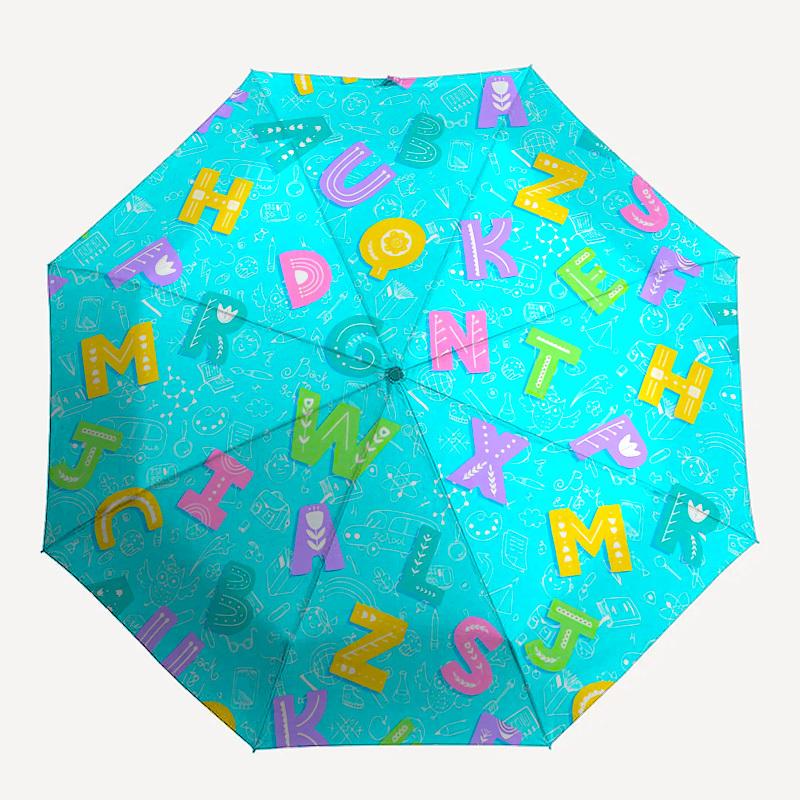 1pc Colorful Alphabet Pattern Umbrella with Plastic Handle,Suitable for All Seasons UmbrellaPT503