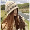 Japanese Fair Isle Women's Knitted Wool Hat - Warm, Versatile, Ear-Protecting Winter Beanie.