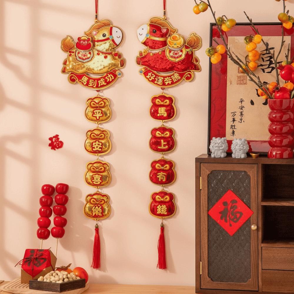 Glitter Horse Wall Hanging Ornaments Sequins Door Decoration Spring Festival