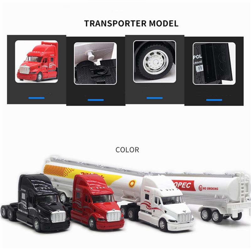 1/48 LKW-Anhänger-Spielzeug, Öltanker-LKW-Spielzeugfahrzeug aus Legierung, abnehmbares Öltransportfahrzeug mit Rückziehfunktion, mit Ton und Licht für Kinder