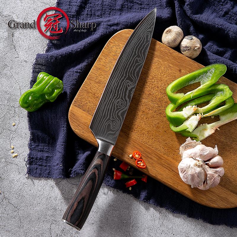 8 Inch Chef Kitchen Knife Damascus Veins 7Cr17 Stainless Steel Knife Kitchen Cooking Tools