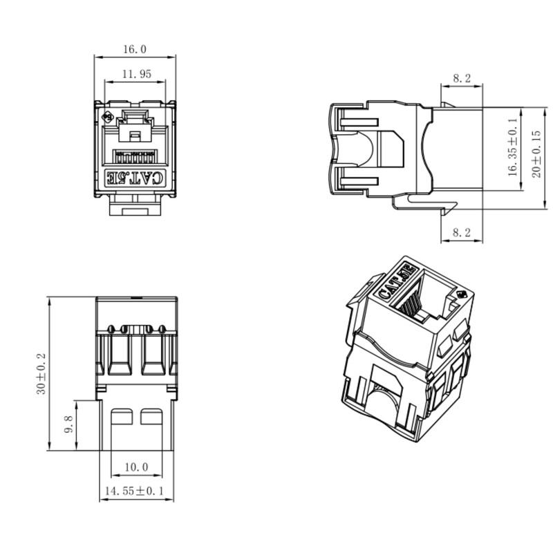Uniview Cat6 Unshielded Information Module (100-Pack) CN plug (adapter included)