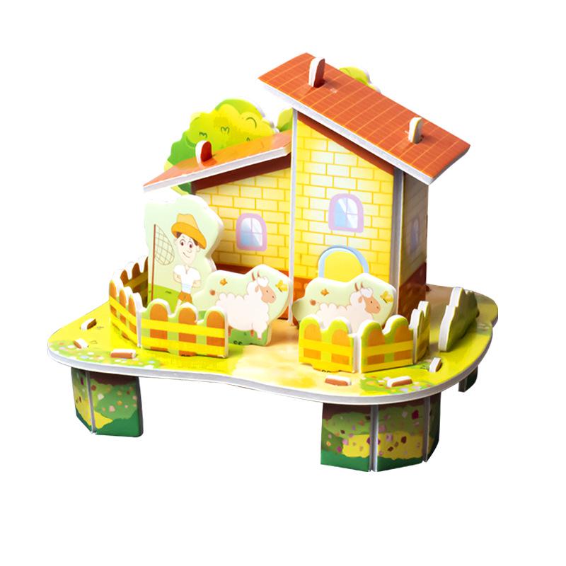 3D Stereoscopic Small House DIY Puzzle for Kids Ages 3-6 - Educational Paper Craft Toy