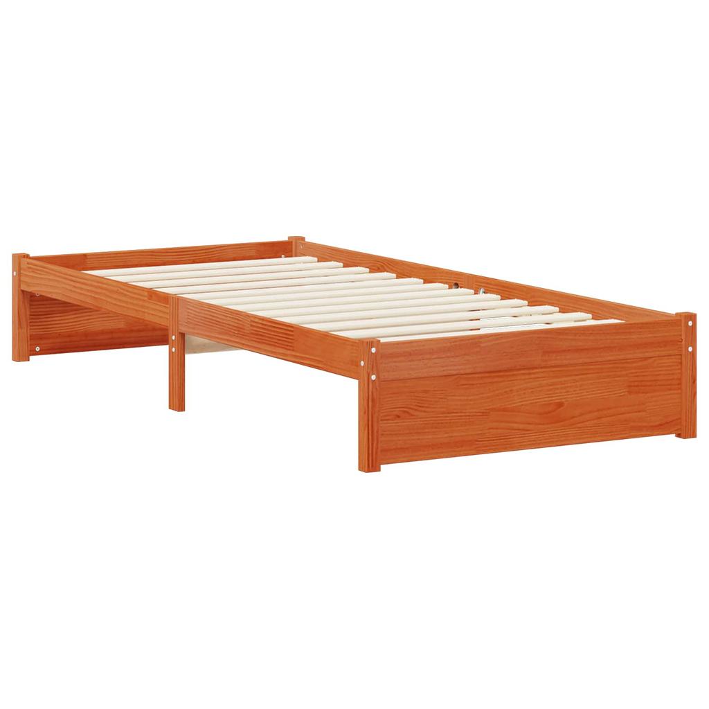 Bed Frame with Drawers Wax Brown Solid Pine Wood