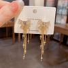 Fashion Long Tassel Butterfly Earrings Sweet Bowknot Zircon Rhinestone Earrings Shiny Crystal Tassel Earrings Girls Gifts