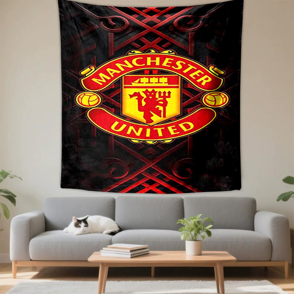 Tapestry Manchester United FC Red Devil Crest Soccer Team Logo Wall Hanging