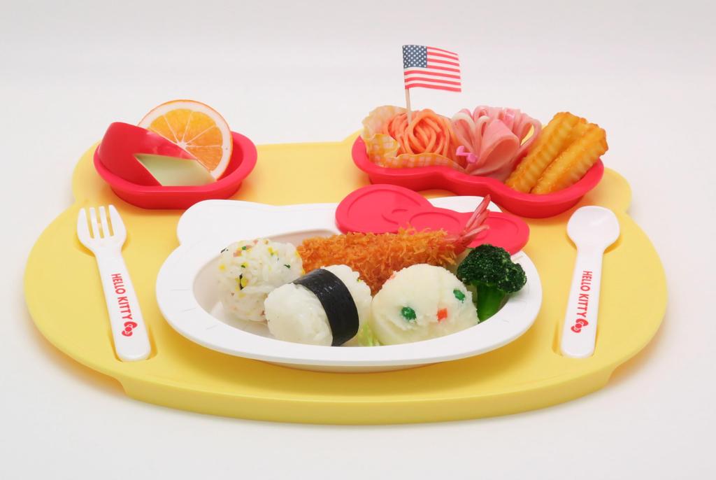 OSK Hello Kitty Plate Made in Dishwasher Stylish and Cute for Girls and Includes and Fork Set, Japan, Safe, Children, Plate, Spoon, (KP-18)