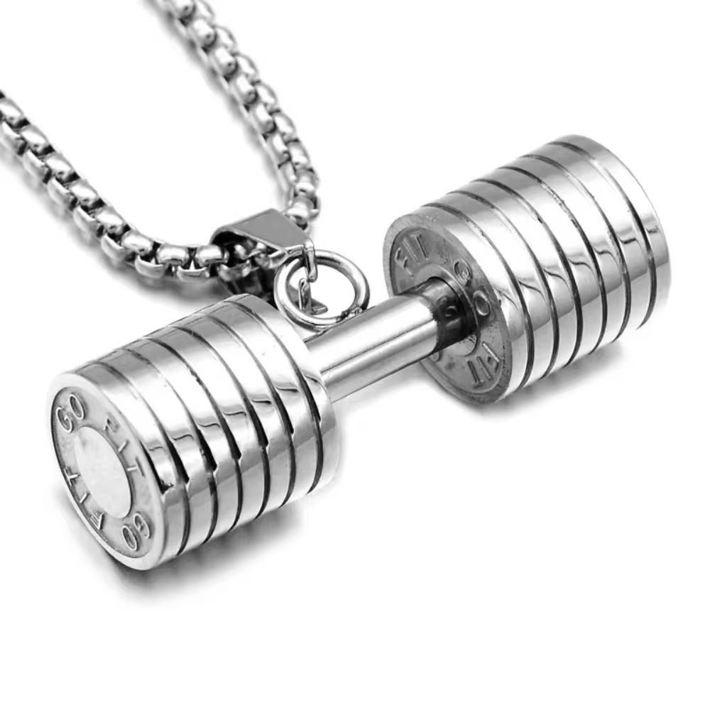 Zinc Zinc Alloy Fitness Series Pendants Bead Chain Dumbbell Sports Necklace  Jewelry Accessories
