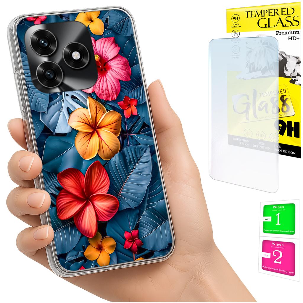 Etui Do Honor X5C Plus / X5C 4G Obudowa Foto Case Plecki Kwiaty + Szkło 9H