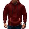 Spring and Autumn Zipper Multi Pocket Sports and Leisure Hoodies Men's Contrast Color Zipper Hooded Sweatshirts