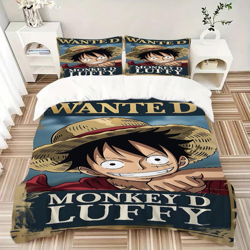 3pc Luffy One Piece Bedding Set Guest Room Bedroom Decor Christmas Halloween Decor Birthday and Holiday Gifts- All Seasons 3pcs Quilt 095