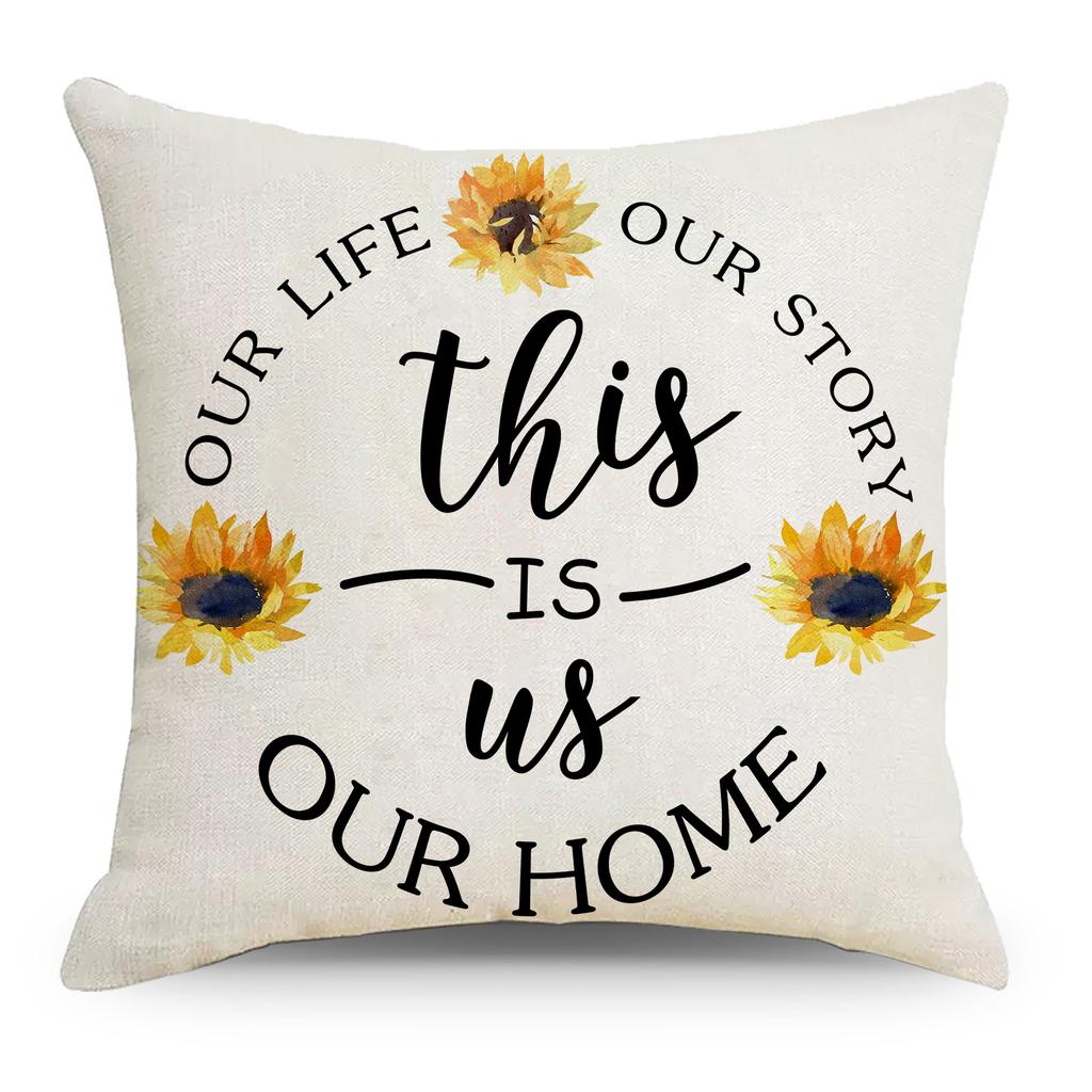 Little Daisy Flower Printed Linen Pillow Cover Home Pillow Cushion Cover