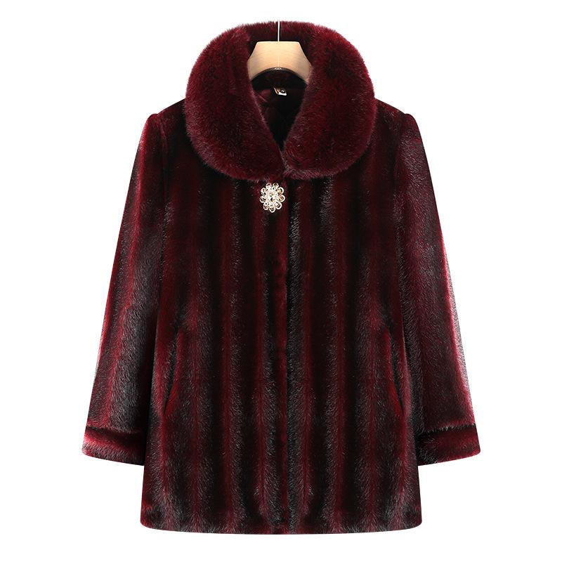 Faux Fur Coat for Women: Grandma Style, Thickened Winter Wear, Mink Velvet for Middle-Aged and Elderly