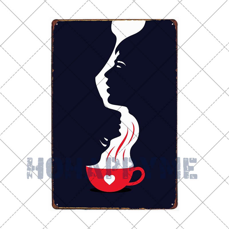 Letrero de Café Retro Decoración de Café Bar Placa Vintage Tienda de Bebidas Decorativo Pared Pub Club Póster 20x30cm