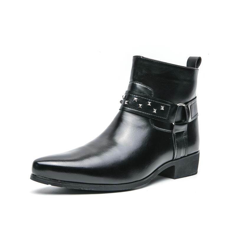 Classic Business Casual Dress Boots Side Zipper Mens Motorcycle Boots Men Casual Walking Shoes Fashion Chelsea Leather Boot