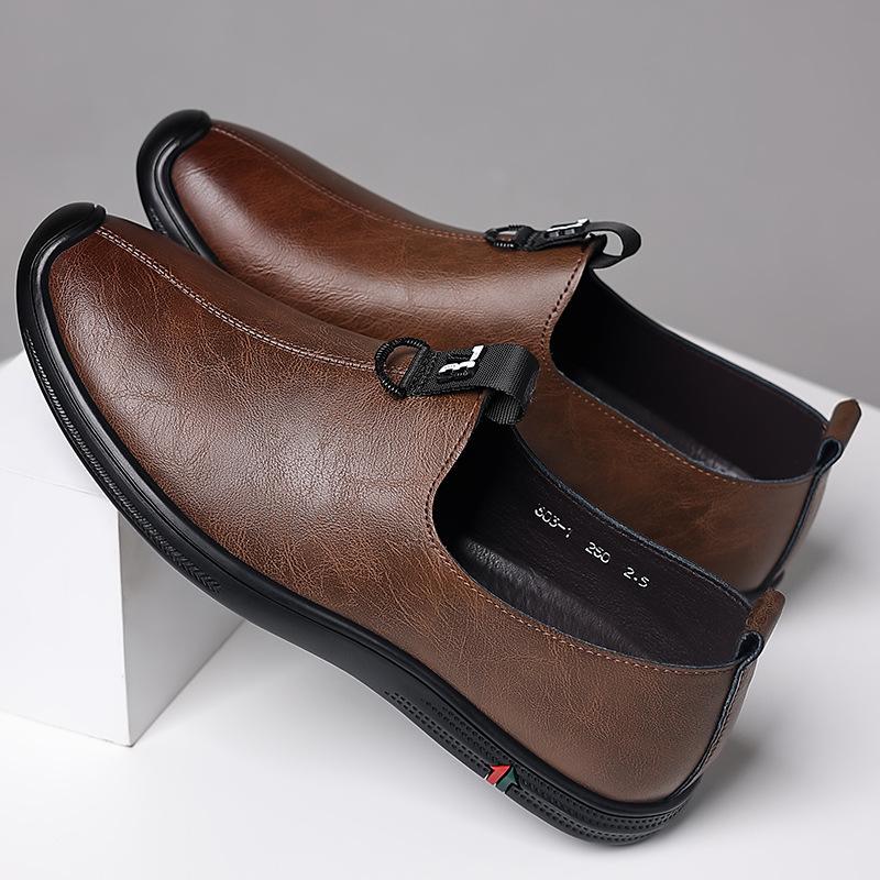 

2025 spring new men s daily casual leather shoes men s soft leather soft sole foot cover single leather shoes 44
