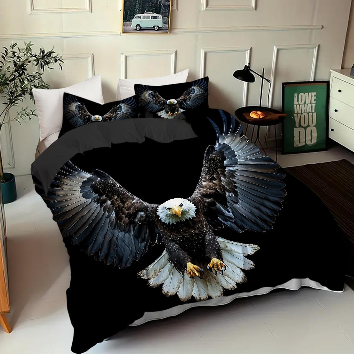 

Bald Eagle Pattern 3D Printed Duvet Cover Set Soft Comfortable Luxury Bedding Set Wildlife Style Quilt Cover Set Pillowcases 135x200cm 2pcs