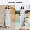Women's Embroidered Faux Two-Piece T-shirt and Skirt Set