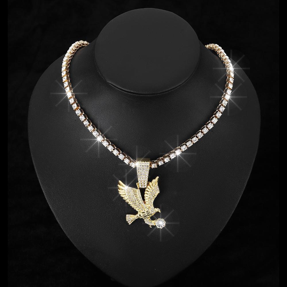 Hip Hop Street Animal Necklace, European and American Men's Cuban Chain Decoration, Personalized Alloy Eagle Pendant
