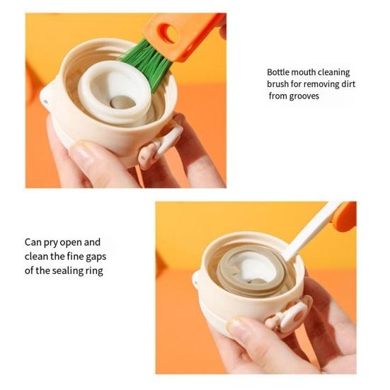 3Pcs 3 in 1 Cleaning Brush Set Portable Cup Lids Bottle Seals Container Gaps Cleaning Scrubber Kit with Precision Crevice Brush Heads Cleaning Tools