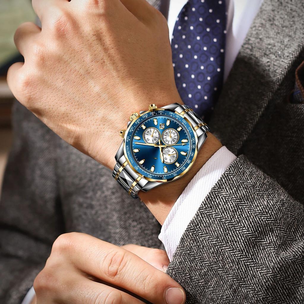 Luxury Sports Watch Men Quartz Waterproof Luminous Date Chronograph Men's Watches Stainless Steel Man Watch Male Clock