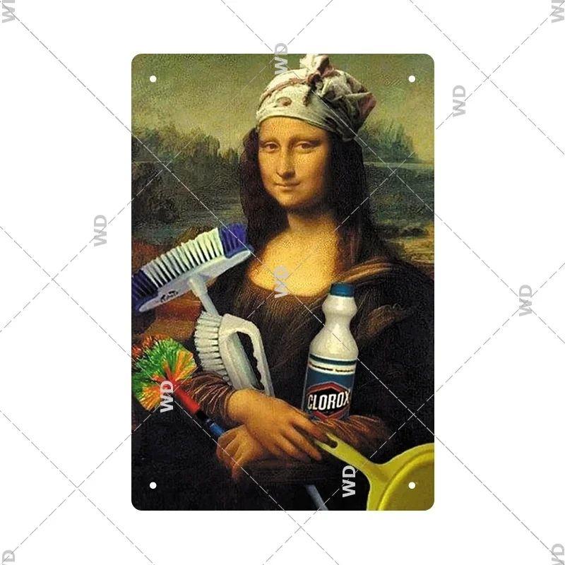 Vintage Mona Lisa Metal Tin Sign Retro Wall Art Home Decor Bar Pub Man Cave Gift