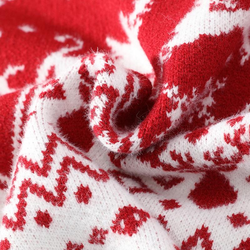 JAYSCE Parstil Vintermode Jultröja Casual Lös rund hals stickad tröja Julklapp Varmtröja