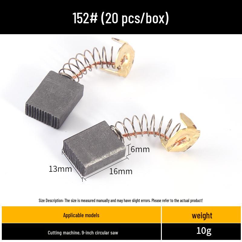 Carbon Brush Set for Angle Grinders, Cutting Machines, Hand Drills, Polishers, Sanders, Impact Drills, and Motors